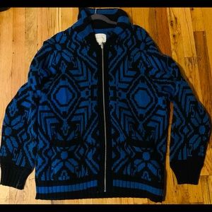 Blue and black cardigan zip up sweater